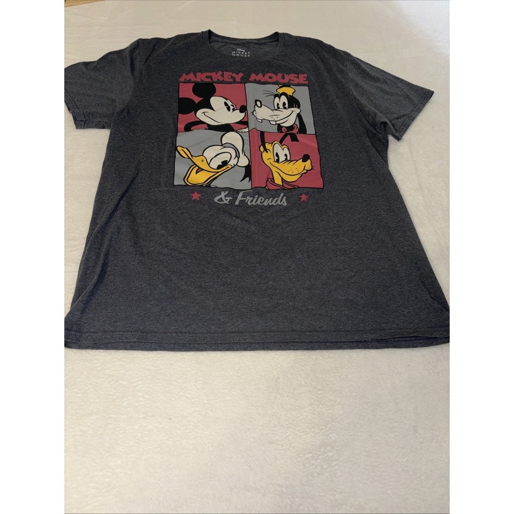 Disney Mickey Mouse & Friends Graphic T-Shirt XL Gray Donald Pluto Goofy